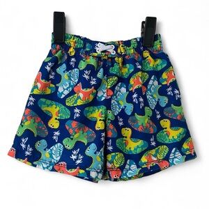 Royal Blue Multicolor Dinosaur Print Mesh Lined Swim Shorts OP 6-9M Boy Trunks